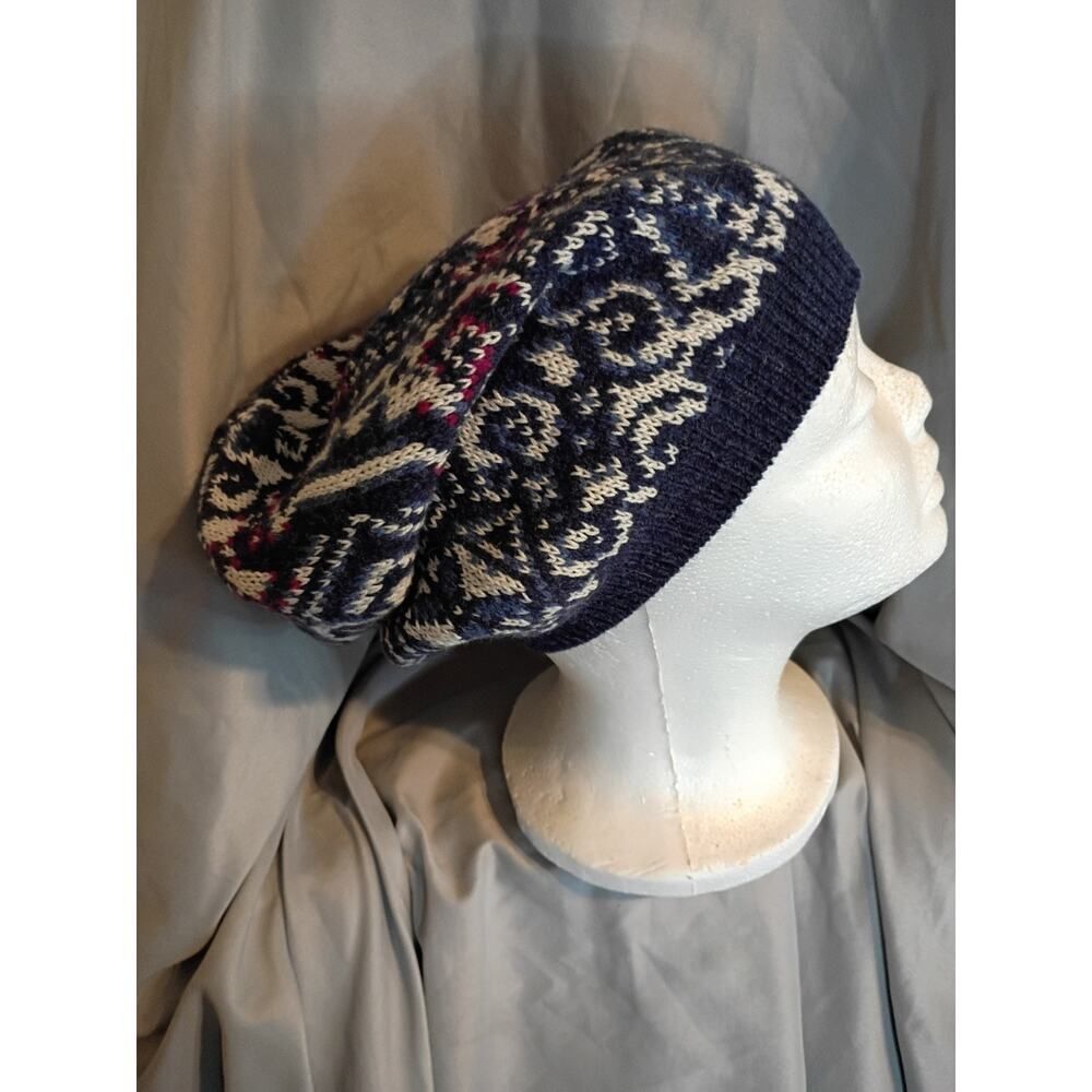 Odd Molly Slouch Knit Hat Lambswool Cotton Fair Isle